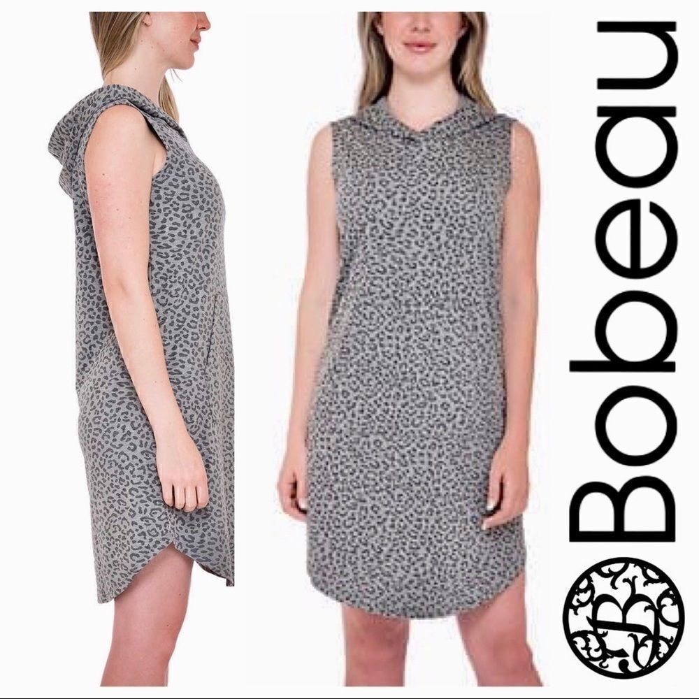 BOBEAU Soft French Terry Hooded Sleeveless Dress